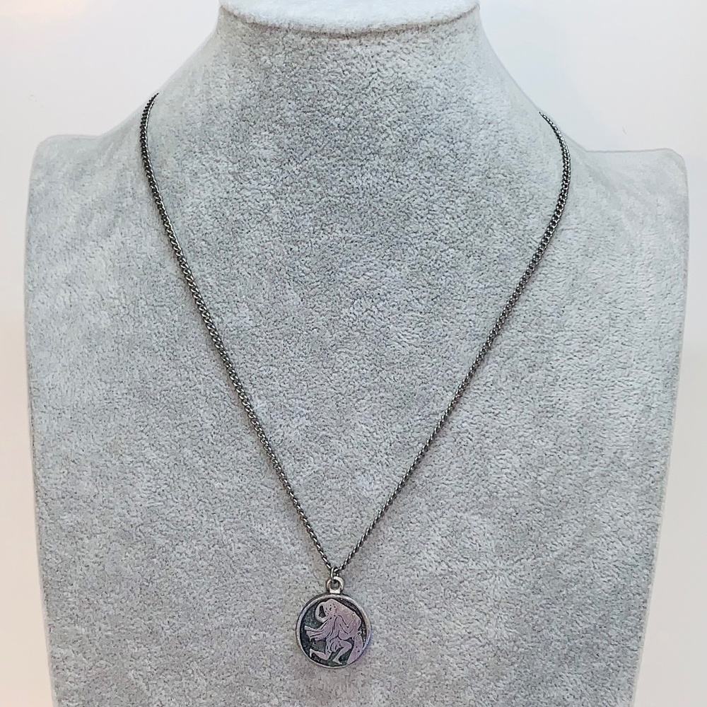 Vintage Pewter Aquarius Charm Necklace